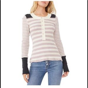 Free People Give Me Stripes Henley Top size XS